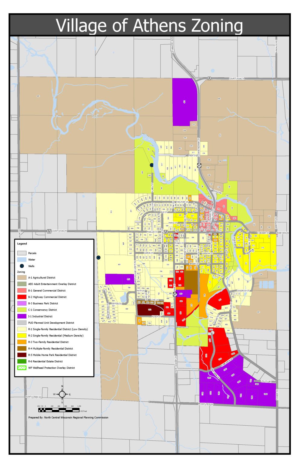 Village of Athens Zoning Map North Central Wisconsin Regional
